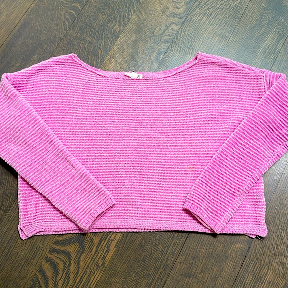 NEW GARAGE CHENILLE cropped pink sweater